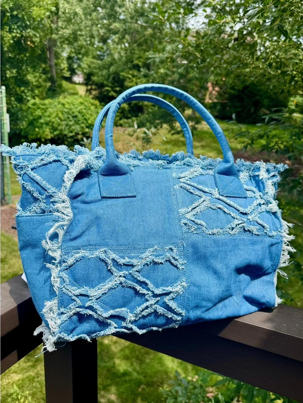 Wildfox Frayed Denim Tote Bag - Blue